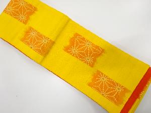 枡に麻の葉模様織り出し　半幅帯